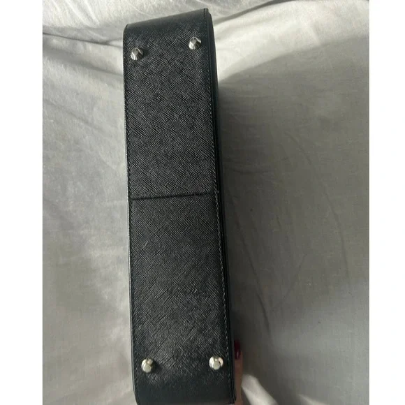 Burberry Black Textured Leather Flap Shoulder Bag Nova Check Lining COA # 420 - Picture 4 of 11